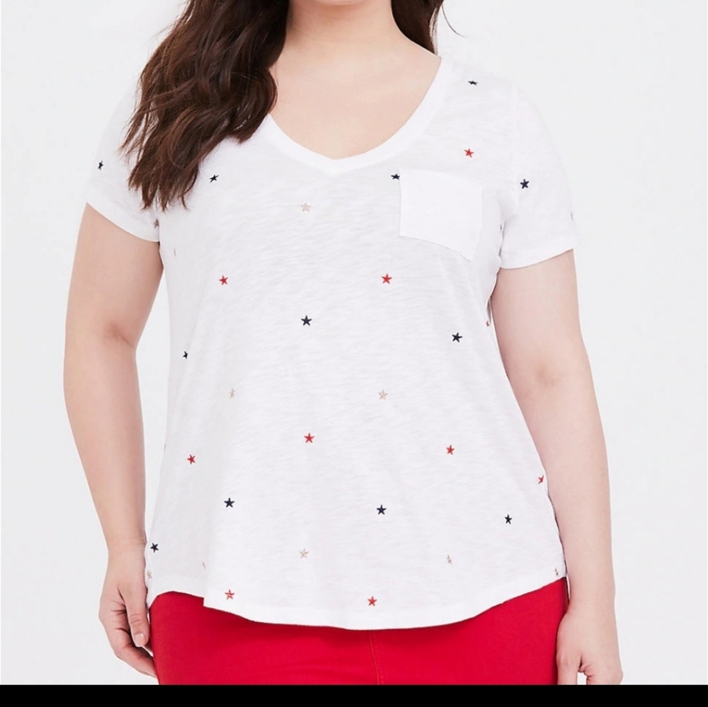 TORRID POCKET TEE WITH EMBROIDERED STARS